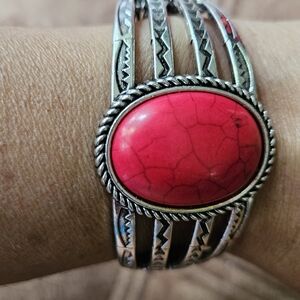 & Other Stories Silver Bracelet with Pink Stone